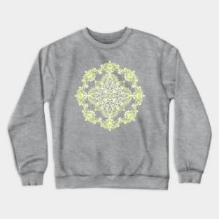 Pale Lemon Yellow Lace Mandala on Grey Crewneck Sweatshirt